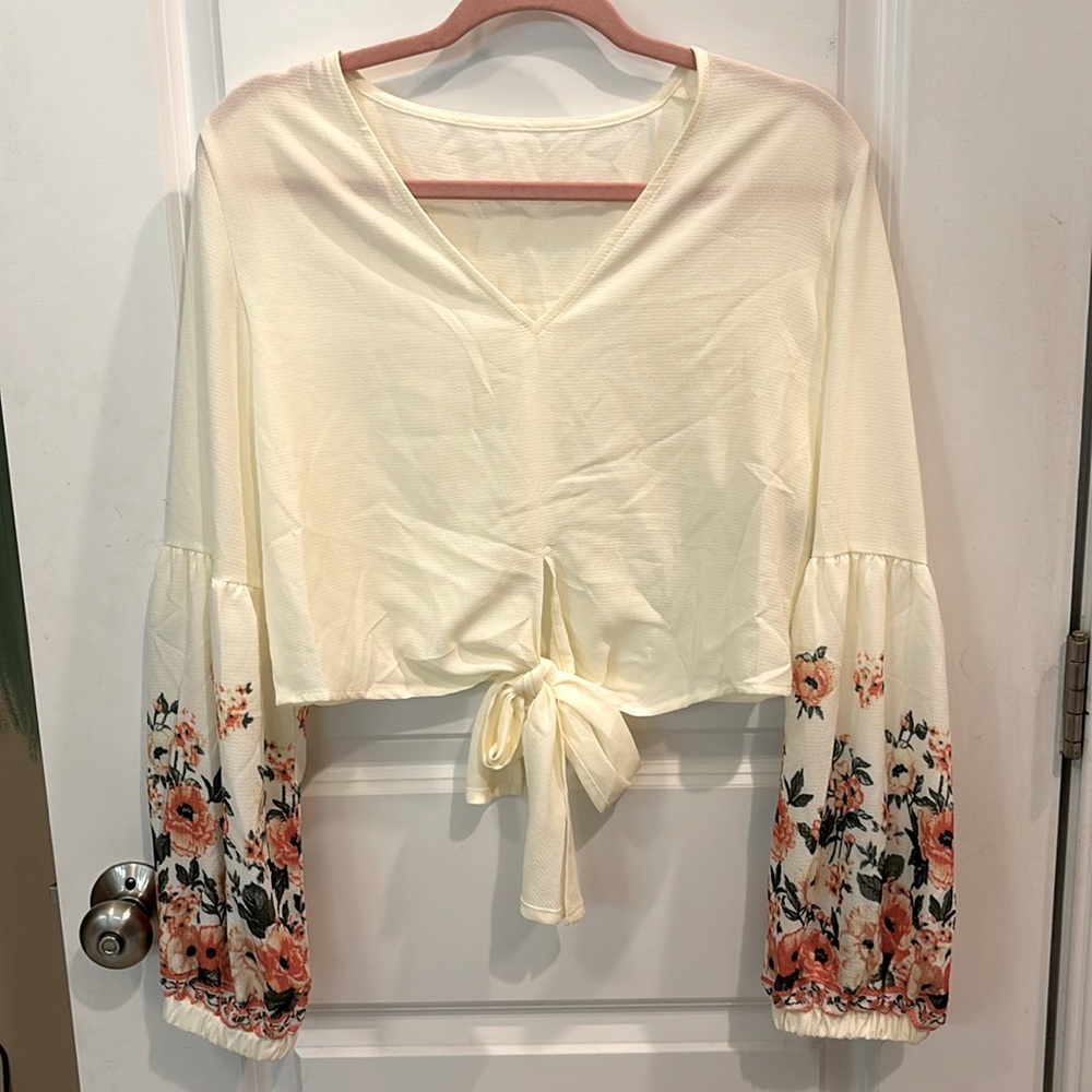 Off white & floral blouse